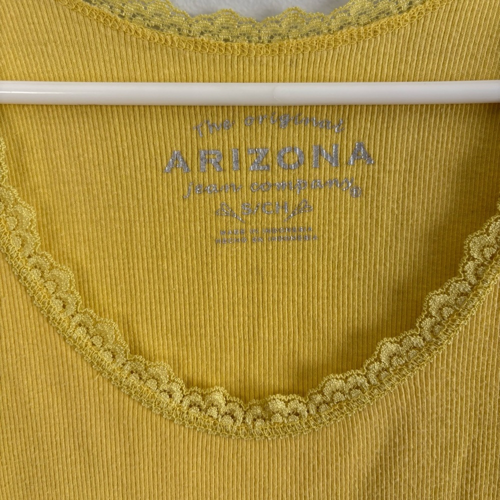 Pink and Yellow Y2K Lace Trim Tank Tops - Small - Picture 6 of 8